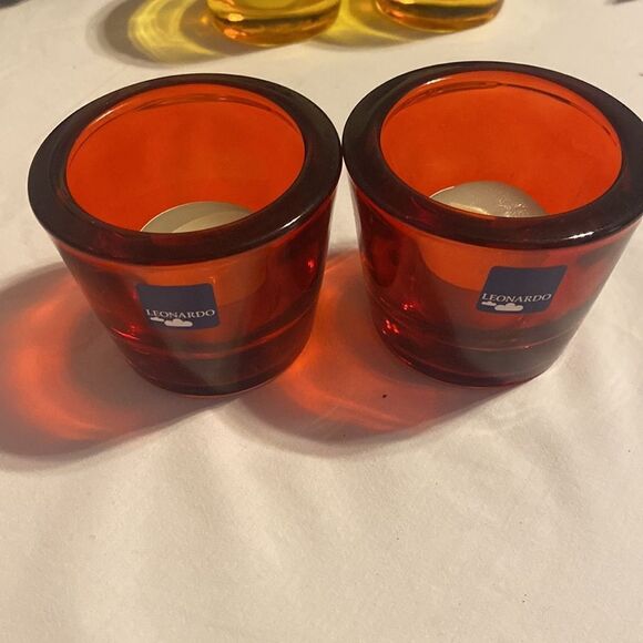 Vintage Leonardo Germany Set of 5 Votive Candles Yellow Red and Green - Picture 6 of 7